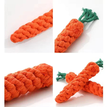 Carrot Rope Dog Chew Toy – Durable Braided Cotton Tug & Interactive Puppy Toy