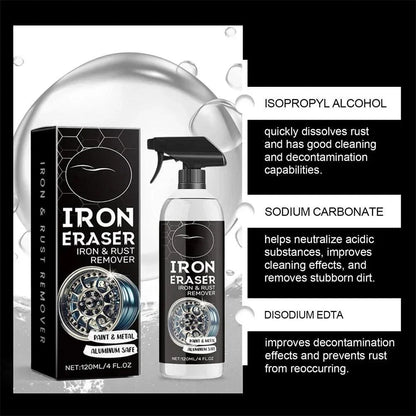 Iron Eraser Rust Remover Spray, Car Wheel Paint Brake Dust Fast Cleaner 120ML